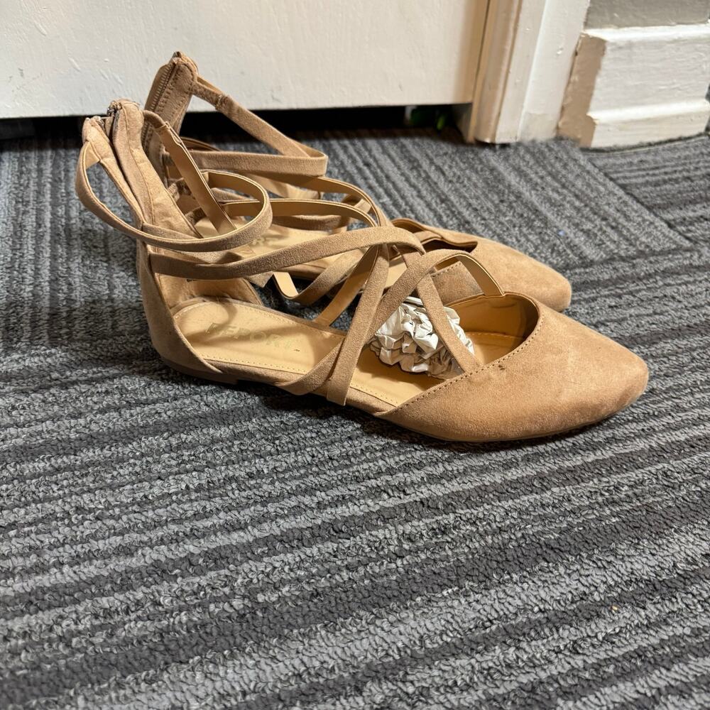 Report Bree Camel Faux Suede Pointed Toe Flats Si… - image 4